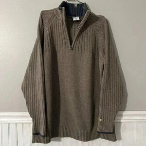 Columbia Men’s Sweater Size XL Brown Taupe Cable Knit Mock Turtleneck 1/4 Zip